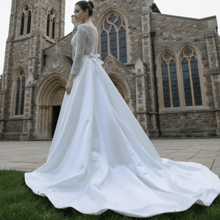 Elegant 2 in 1 Detachable Tulle Mermaid Wedding Dress with O-neck - Rosymae