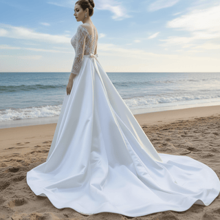 Elegant 2 in 1 Detachable Tulle Mermaid Wedding Dress with O-neck - Rosymae