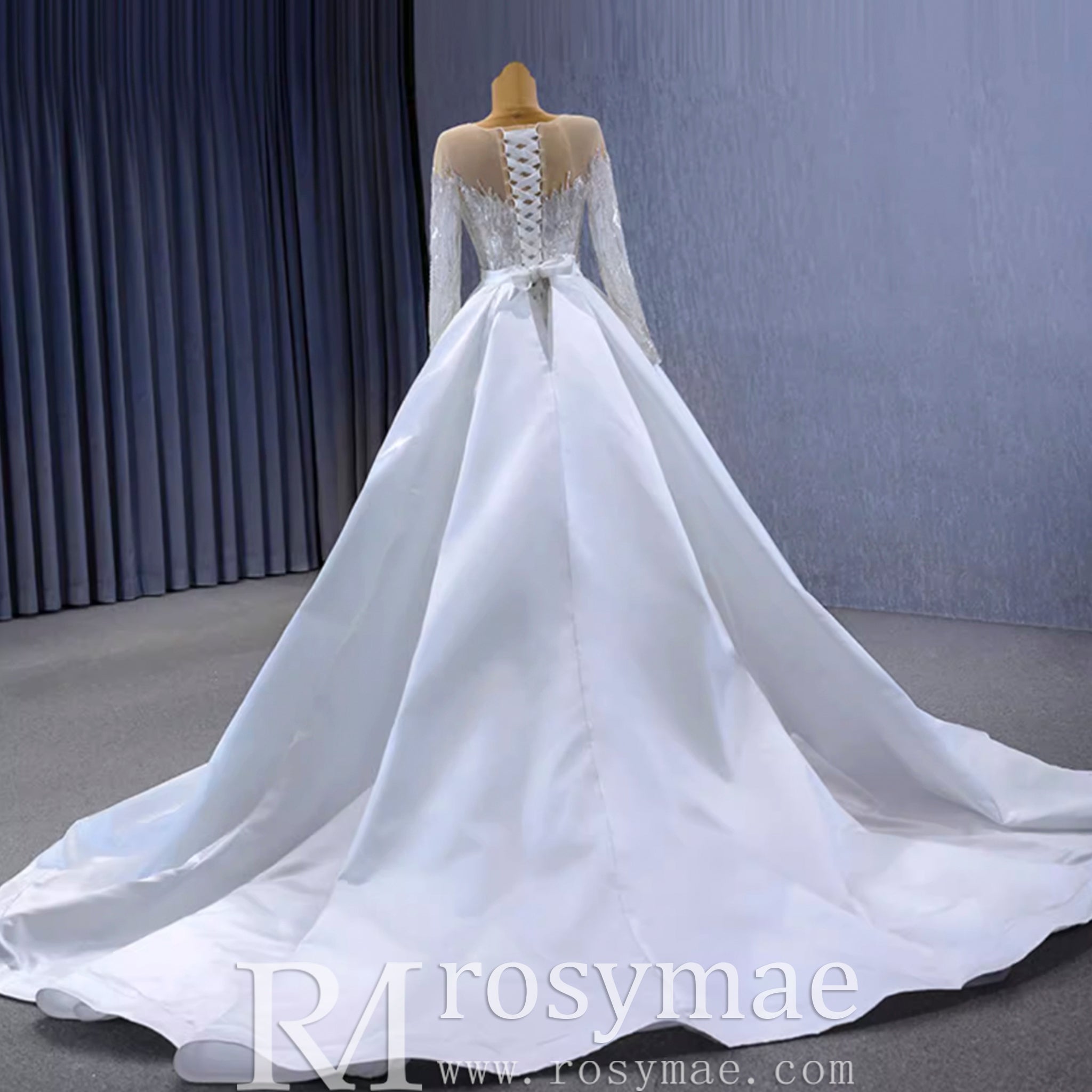 Elegant 2 in 1 Detachable Tulle Mermaid Wedding Dress with O-neck - Rosymae
