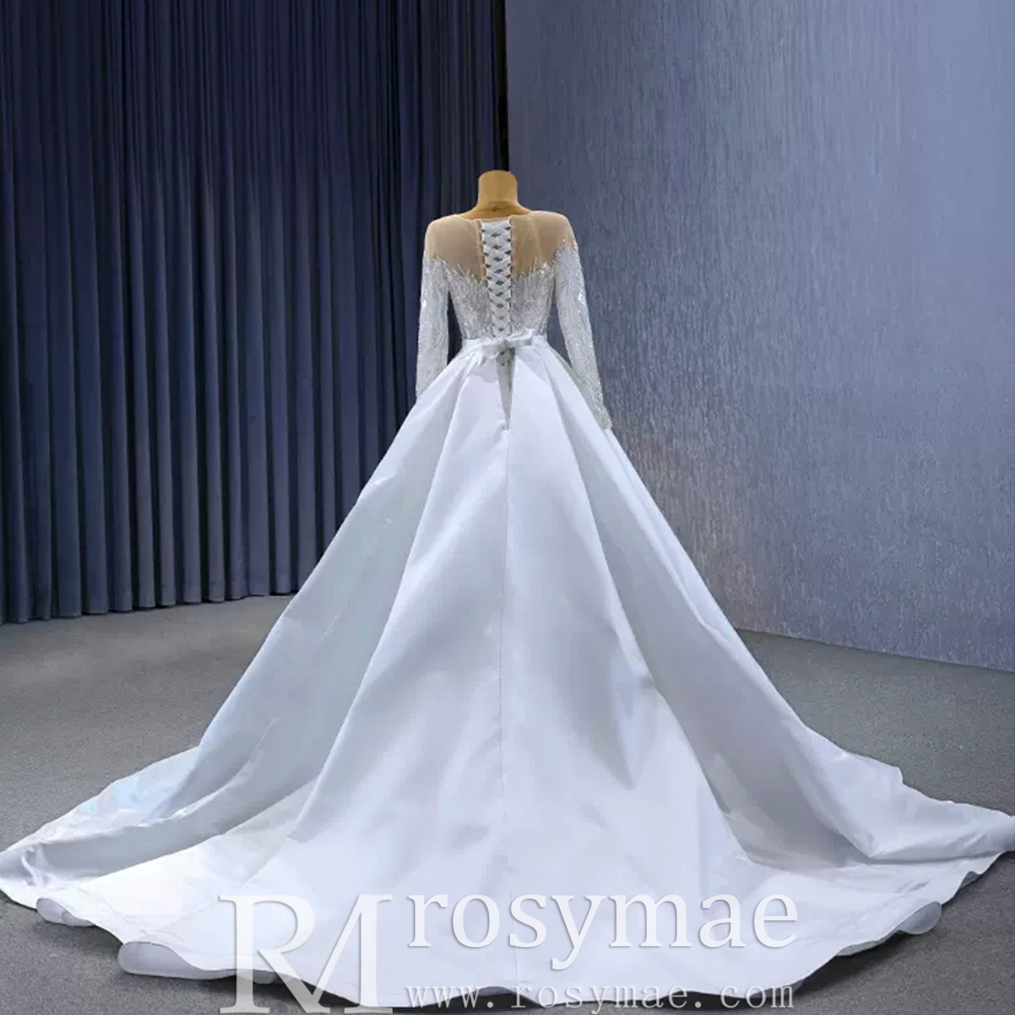 Elegant 2 in 1 Detachable Tulle Mermaid Wedding Dress with O-neck - Rosymae