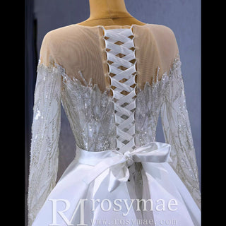 Elegant 2 in 1 Detachable Tulle Mermaid Wedding Dress with O-neck - Rosymae