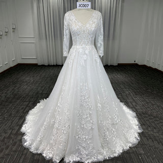 Elegant 3/4 Sleeve Wedding Dresses Three Quarter Sleeve Bridal Gowns - Rosymae
