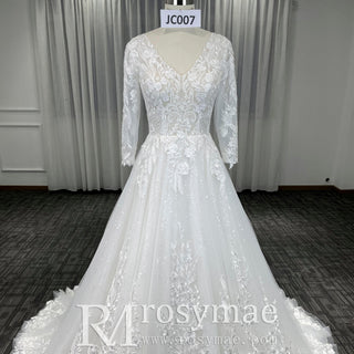 Elegant 3/4 Sleeve Wedding Dresses Three Quarter Sleeve Bridal Gowns - Rosymae