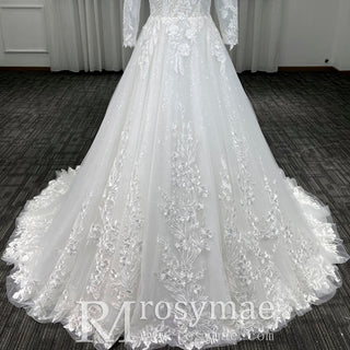 Elegant 3/4 Sleeve Wedding Dresses Three Quarter Sleeve Bridal Gowns - Rosymae