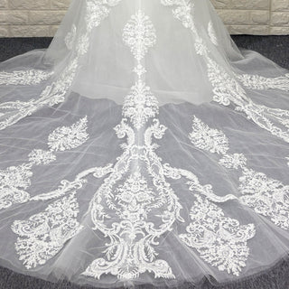 Elegant 3D Lace Appliqued Mermaid Backless Wedding Dress with V Back - Rosymae