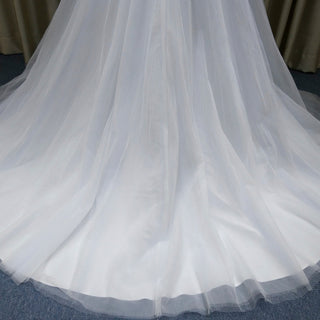Elegant A-line Flowy Wedding Dress with Cap Sleeve for Beach - Rosymae