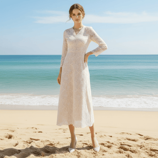 a line calf length dress Linen Puff Sleeve Dress MADELEINE Calf Length, V Neck Dress , Open Back Dress for Woman, A Line Dress, Dress for Women Wedding Guest