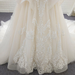 Elegant A-line Ruffle Skirt Vintage Wedding Dress with Off the Shoulder - Rosymae