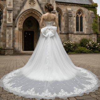 Elegant A-line Sheer Bodice Wedding Dress with Spaghetti Strap - Rosymae