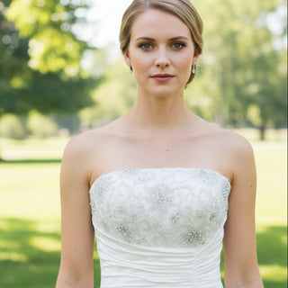 Elegant A-line Strapless Wedding Dress Bridal Gown with Ruffle Skirt - Rosymae