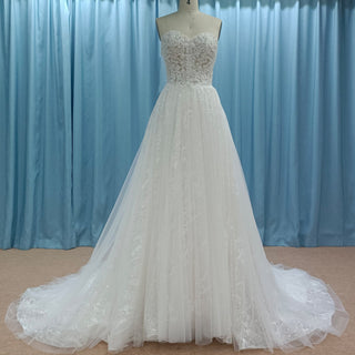 Elegant A-line Sweetheart Neckline Wedding Dresses with Sparkly Tulle - Rosymae