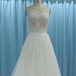 Elegant A-line Sweetheart Neckline Wedding Dresses with Sparkly Tulle - Rosymae