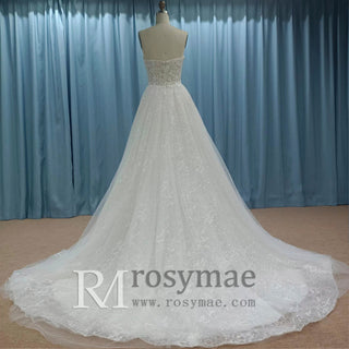 Elegant A-line Sweetheart Neckline Wedding Dresses with Sparkly Tulle - Rosymae
