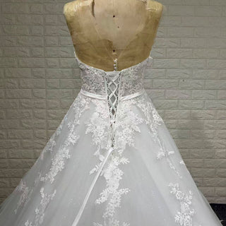 Elegant A-line Wedding Dress with Sweetheart Neckline and Long Train - Rosymae
