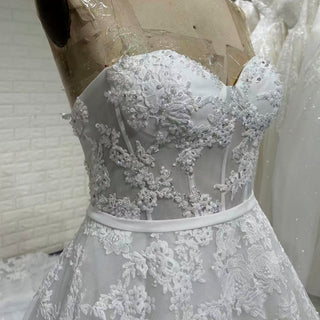 Elegant A-line Wedding Dress with Sweetheart Neckline and Long Train - Rosymae