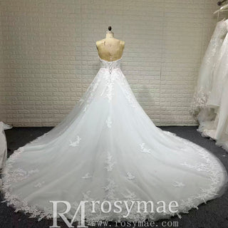 Elegant A-line Wedding Dress with Sweetheart Neckline and Long Train - Rosymae