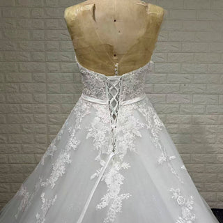 Elegant A-line Wedding Dress with Sweetheart Neckline and Long Train - Rosymae