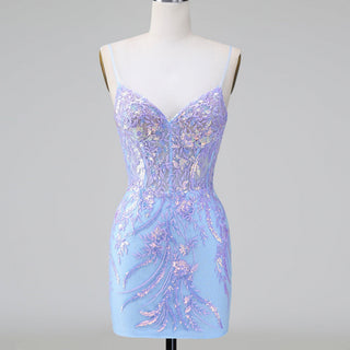 Elegant Above Knee Length Cocktail Dresses with Spaghetti Straps - Rosymae
