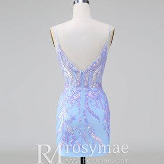 Elegant Above Knee Length Cocktail Dresses with Spaghetti Straps - Rosymae