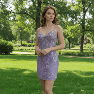 Elegant Above Knee Length Cocktail Dresses with Spaghetti Straps - Rosymae