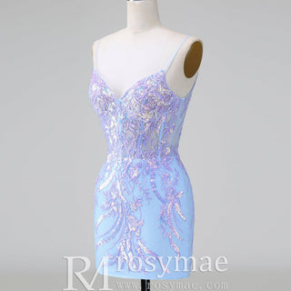 Elegant Above Knee Length Cocktail Dresses with Spaghetti Straps - Rosymae