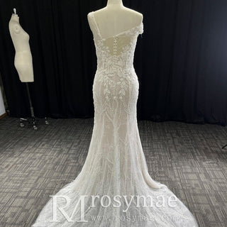 Elegant Asymmetrical Neckline Mermaid Wedding Dresses & Gowns - Rosymae