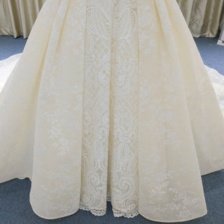 Elegant Ball Gown Champagne Wedding Dress with Off the Shoulder - Rosymae