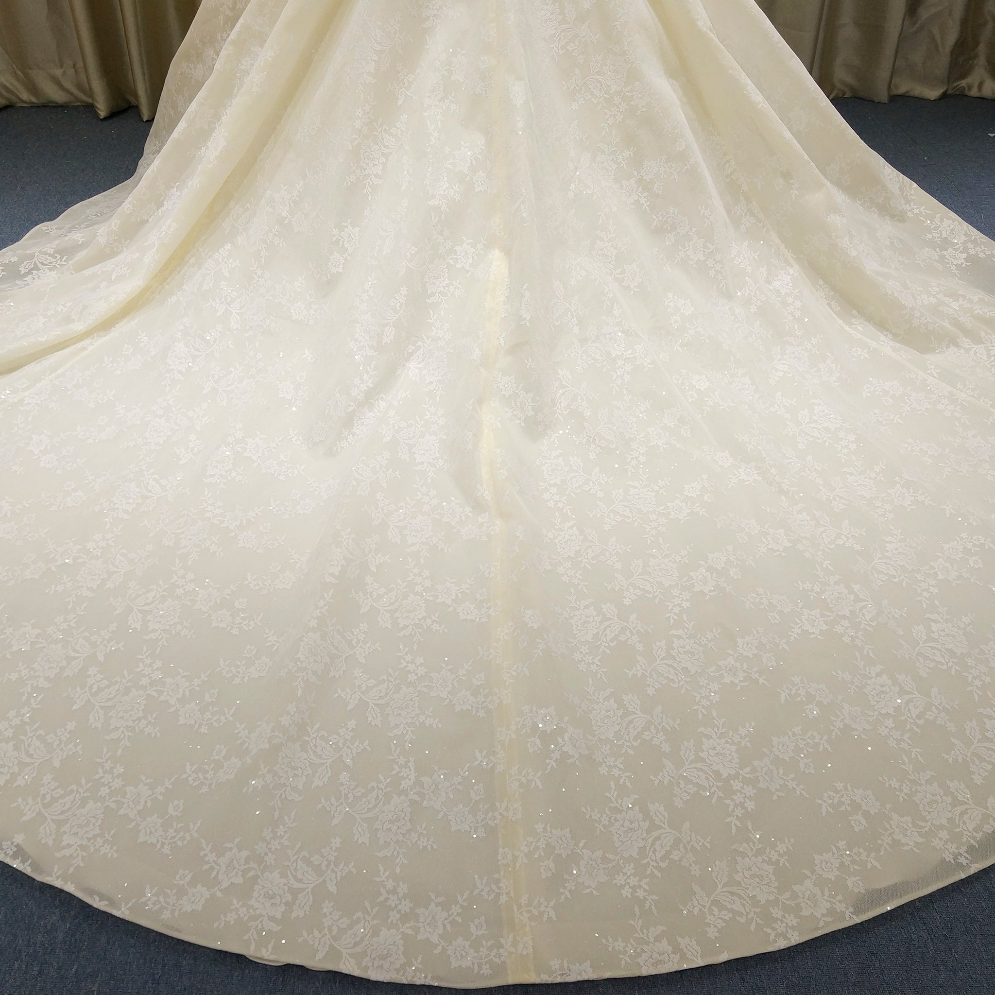 Elegant Ball Gown Champagne Wedding Dress with Off the Shoulder - Rosymae