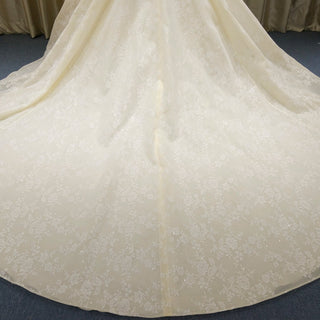 Elegant Ball Gown Champagne Wedding Dress with Off the Shoulder - Rosymae