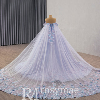Elegant Ball Gown Quinceanera Dresses Lilac and Blue With Cape - Rosymae