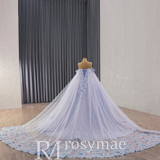 Elegant Ball Gown Quinceanera Dresses Lilac and Blue With Cape - Rosymae