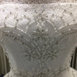 Elegant Ball Gown Wedding Dress with Off-the-Shoulder Neckline and Corset Back - Rosymae