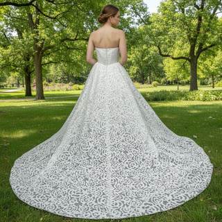 Elegant Plus Size A Line Boat Neck Wedding Dress with Overall Lace