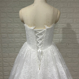 Elegant Bateau Neckline Strapless Floral Lace Wedding Dress - Rosymae