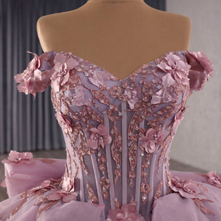Elegant Bow Back Basque Waist Maxi Blush Quinceanera Dresses with Ruffle - Rosymae