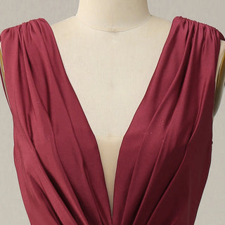 Elegant Burgundy Mermaid Deep V neck Bridesmaid Dress - Rosymae