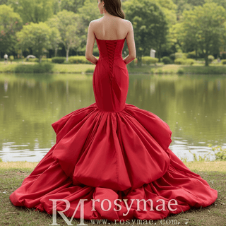 Elegant & Classic Strapless Women Trumpet Puffy Skirt Formal Maxi Dress - Rosymae