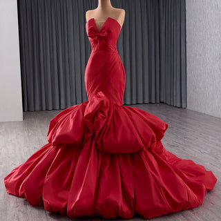 Elegant & Classic Strapless Women Trumpet Puffy Skirt Formal Maxi Dress - Rosymae