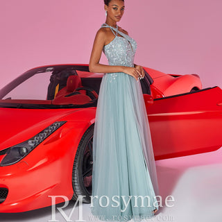 Elegant Column Slit Formal Dresses Thigh Split Evening & Prom Gowns - Rosymae