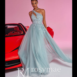 Elegant Column Slit Formal Dresses Thigh Split Evening & Prom Gowns - Rosymae