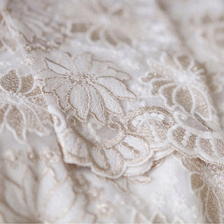 Elegant Cream-Colored Lace Midi Wedding Dress with Long Sleeve - Rosymae
