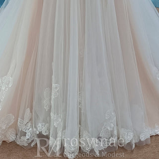 Elegant Deep V-neck A-line Wedding Dress with Tank Top - Rosymae