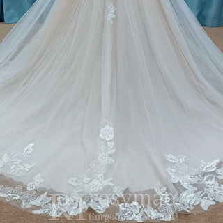 Elegant Deep V-neck A-line Wedding Dress with Tank Top - Rosymae