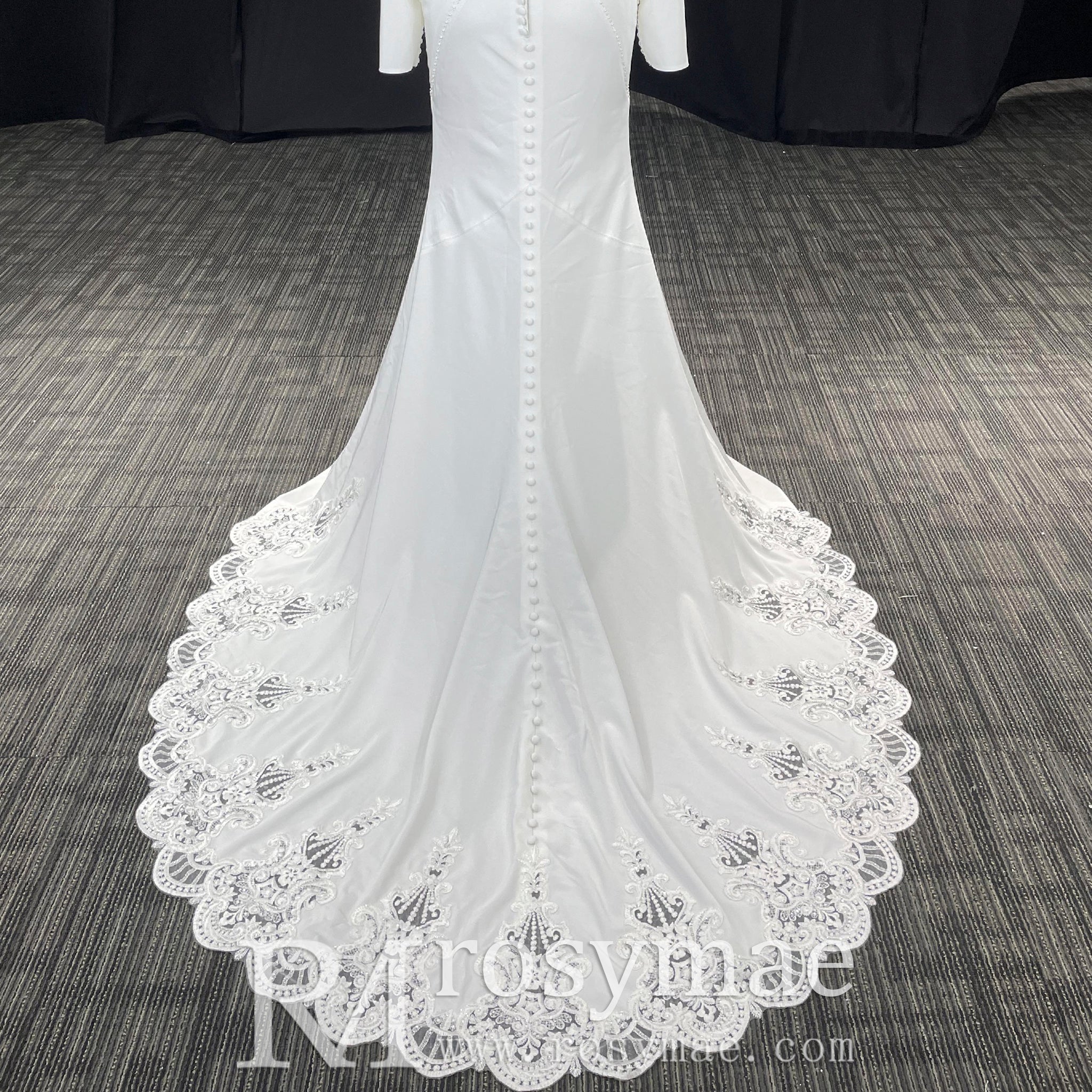 Elegant Deep Vneck Women Mermaid Wedding Dress with Long Sleeves - Rosymae