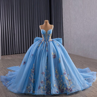Elegant Fairy Luxury Pink Quinceanera Dress with Detachable Bowknot - Rosymae