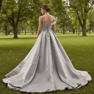 Elegant High-end Grey Handmade Prom Gown Princess Wedding Dress - Rosymae