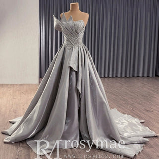 Elegant High-end Grey Handmade Prom Gown Princess Wedding Dress - Rosymae