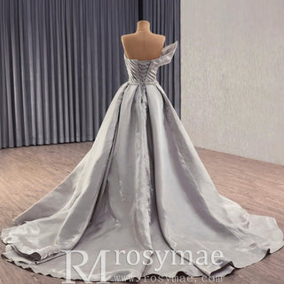 Elegant High-end Grey Handmade Prom Gown Princess Wedding Dress - Rosymae