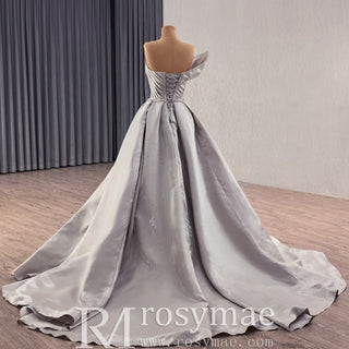 Elegant High-end Grey Handmade Prom Gown Princess Wedding Dress - Rosymae