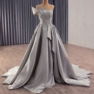 Elegant High-end Grey Handmade Prom Gown Princess Wedding Dress - Rosymae